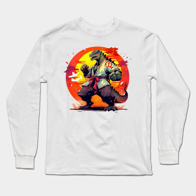 karate dino Long Sleeve T-Shirt by lets find pirate